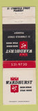 Matchbook Cover - Wardhurst Steak Kebab House Peabody MA