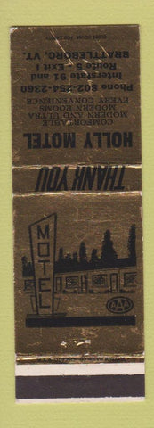 Matchbook Cover - Holly Motel Brattleboro VT