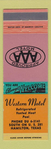 Matchbook Cover - Western Motel Hamilton TX