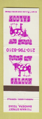 Matchbook Cover - Purple Cow Saloon Bandera TX