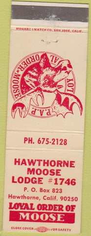 Matchbook Cover - Matchbook Cover Moose Lodge Hawthorne CA