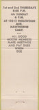 Matchbook Cover - Matchbook Cover Moose Lodge Hawthorne CA