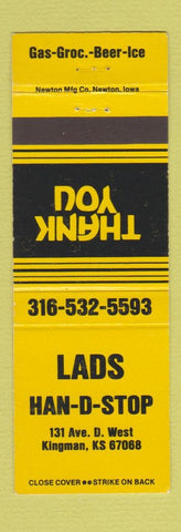 Matchbook Cover - Lads Han D Stop Kingman KS