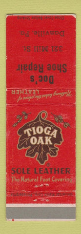 Matchbook Cover - Tioga Oak Shoe Soles Doc's Repair Danville PA