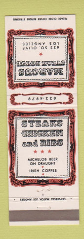 Matchbook Cover - Marcus Steak House Los Angeles CA