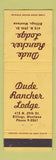Matchbook Cover - Dude Rancher Lodge Billing MT WEAR