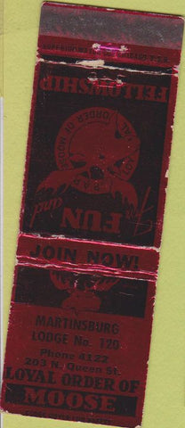 Matchbook Cover - Matchbook Cover Moose Lodge Martinsburg WV