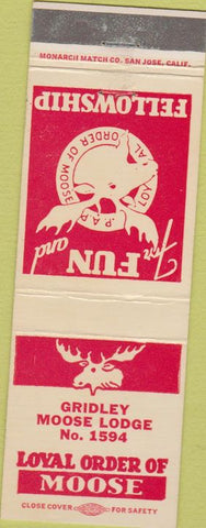 Matchbook Cover - Matchbook Cover Moose Lodge Gridley CA