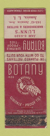 Matchbook Cover - Botanny Ties Lunn's Jamaica LI NY WORN