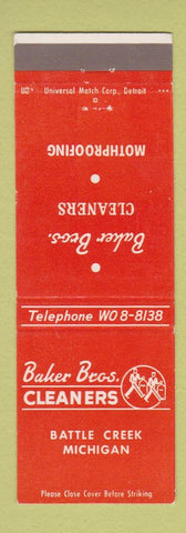 Matchbook Cover - Baker Bros Cleaners Battle Creek MI