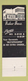 Matchbook Cover - Baker Bros Cleaners Battle Creek MI