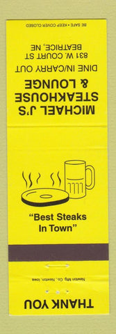Matchbook Cover - Michael J's Steak House Beatrice NE