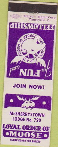 Matchbook Cover - Matchbook Cover Moose Lodge McSherrystown PA