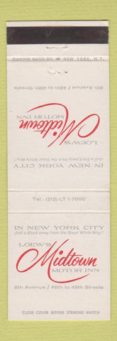Matchbook Cover - Loew's Midtown Motor Inn New York City