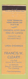 Matchbook Cover - Francis Cleary Dry Cleaning Haverhill MA