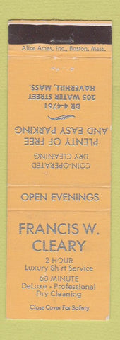 Matchbook Cover - Francis Cleary Dry Cleaning Haverhill MA