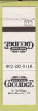 Matchbook Cover - Hotel Coolidge White River Junction VT