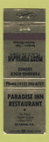 Matchbook Cover - Paradise Inn Restaurant Sharon PA