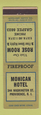 Matchbook Cover - Mohican Hotel Providence RI Rose Room