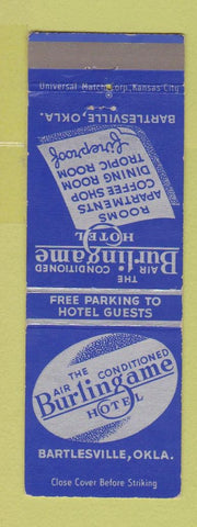 Matchbook Cover - Burlingame Hotel Bartlesville OK