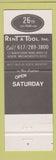 Matchbook Cover - Rent A Tool Revere MA