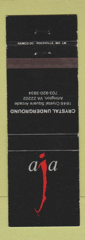 Matchbook Cover - Aja Crystal Underground Arlington VA