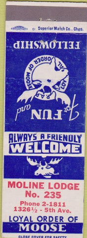 Matchbook Cover - Matchbook Cover Moose Lodge Moline IL