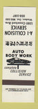 Matchbook Cover - A1 Collision Service Auto Body Windsor ON