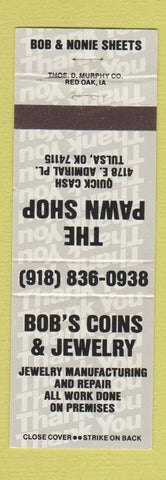 Matchbook Cover - The Pawn Shop Bob's Coins Jewelry Tulsa OK