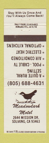 Matchbook Cover - Meadowlark Motel Solvang CA