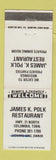 Matchbook Cover - James Polk Restaurant Columbia TN WEAR