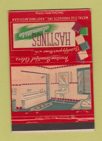 Matchbook Cover - Hastings Alumitile Metal Tile Hastings MI 40 Strike