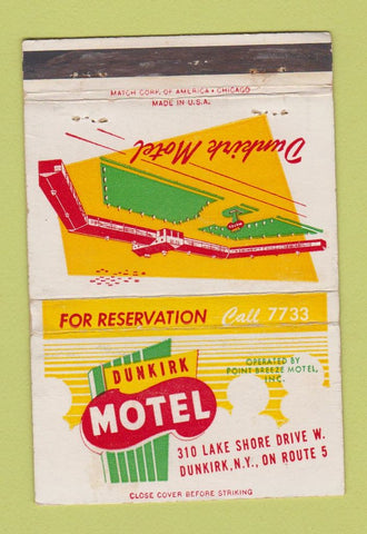 Matchbook Cover - Dunkirk Motel NY WEAR 40 Strike