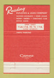 Matchbook Cover - Reading Building and Loan Cincinnati OH 40 Strike