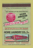 Matchbook Cover - Home Laundry Baltimore MD WEAR 40 Strike
