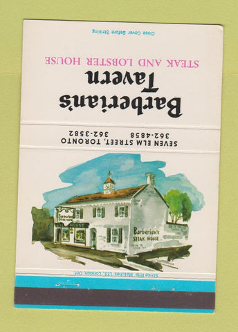 Matchbook Cover - Barberian's Tavern Toronto ON 40 Strike