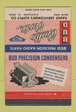 Matchbook Cover - Bud Radio Parts Cleveland OH Condensers  40 Strike
