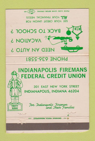 Matchbook Cover - Indianapolis IN Firemans Credit Union 40 Strike