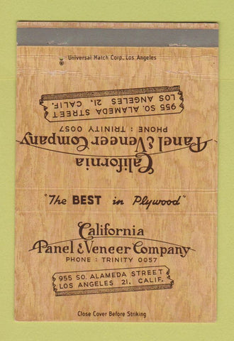 Matchbook Cover - California Panel Veneer Los Angeles CA 40 Strike