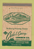 Matchbook Cover - Cash and Carry Lumber Chattanooga TN 40 Strike