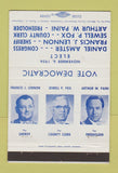 Matchbook Cover - Election 1956 Warren County NJ multiple names 40 Strike