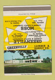 Matchbook Cover - Greenville Lumber Supply Sharon PA 40 Strike