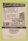 Matchbook Cover - Lundy Lumber Williamsport Muncy Hughesville PA 40 Strike