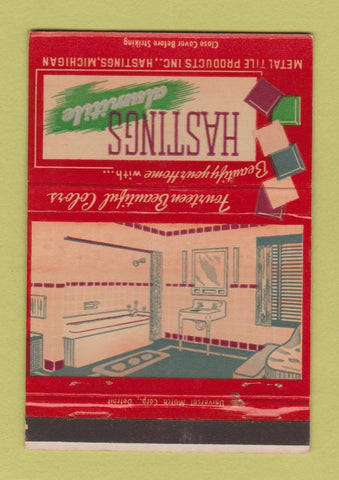 Matchbook Cover - Hastings Alumitile Metal Tile Hastings MI 40 Strike