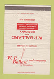 Matchbook Cover - WP Ballard Greensboro NC Laundry Supply 40 Strike