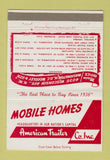 Matchbook Cover - American Trailers Mobile Homes Washington DC 40 Strike