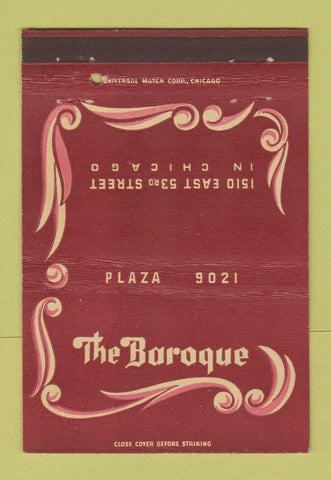 Matchbook Cover - The Baroque Chicago IL 40 Strike