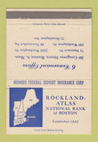 Matchbook Cover - Rockland Atlas National Bank Boston MA 40 Strike