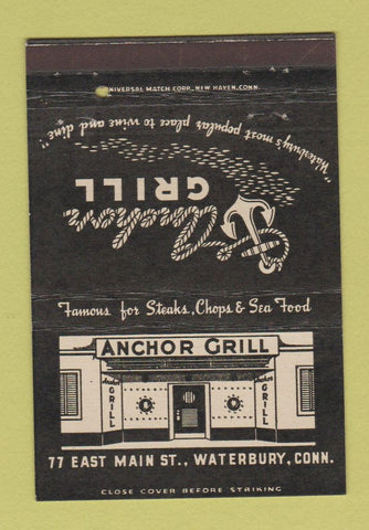 Matchbook Cover - Anchor Grill Waterbury CT 40 Strike
