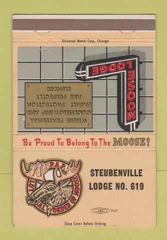 Matchbook Cover - Moose Lodge Steubenville OH 40 Strike